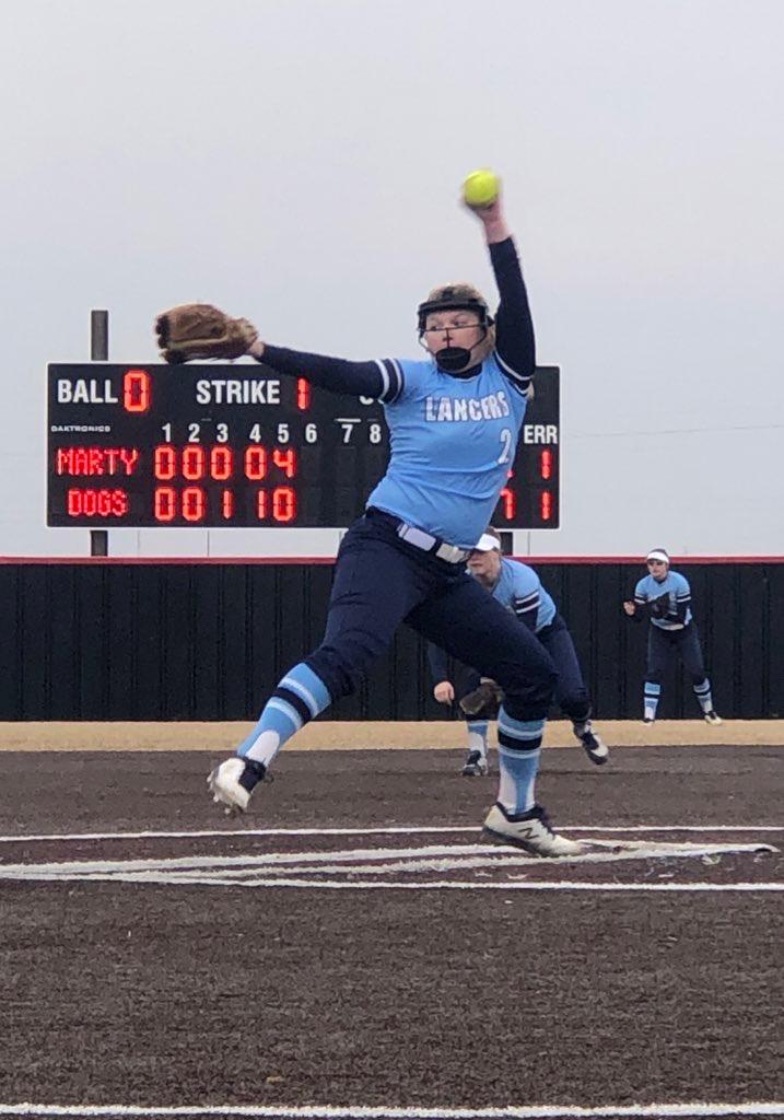 Lancers pitcher delivering a pitch during a game